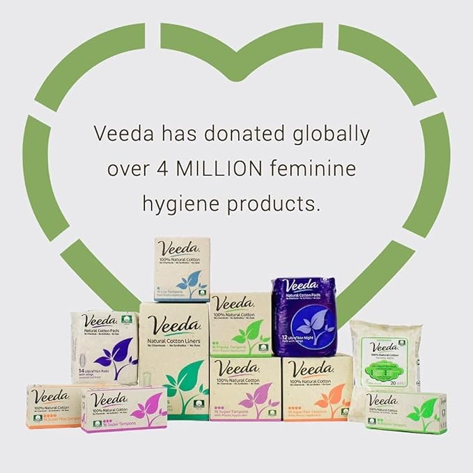 Veeda Natural Cotton Night Pads for Women - Overnight Heavy Flow Absorbent Ultra-Thin Feminine Pad - Hypoallergenic Period pads with Wings - Unscented & Chlorine free Sanitary Napkins - 72 Count
