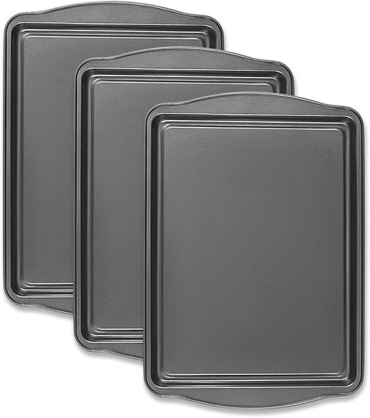 Baking Pan Set of 3 - Carbon Steel Baking Sheets Set, 17 Inch, Nonstick Cookie Sheets for Baking, Rust & Warp Resistant & Stackable, Nontoxic & Heavy Duty & Easy Clean