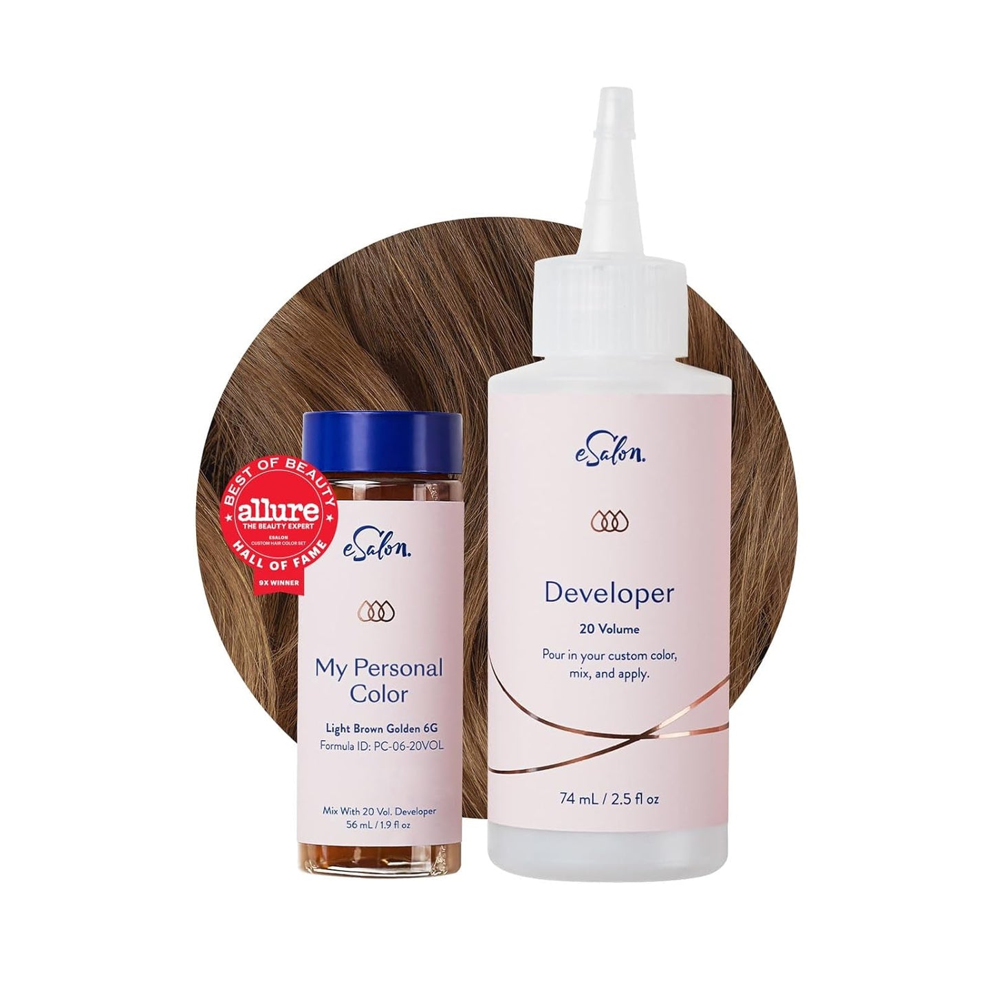 eSalon Permanent Hair Color & Dye Kit - Light Brown Golden - Professional-Grade Ammonia-Free Personal Colorist for Up To 100% Gray Coverage on All Hair Types