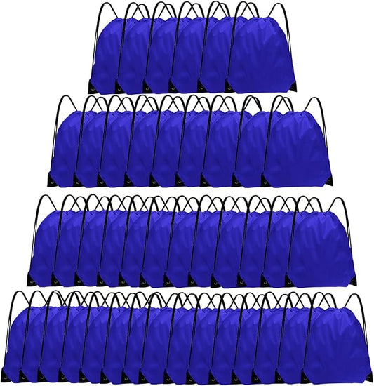 Drawstring Backpack Bulk 42 Pcs String Backpack Drawstring Bags Cinch Bag Sackpack for Men Women Gym (Navy Blue)