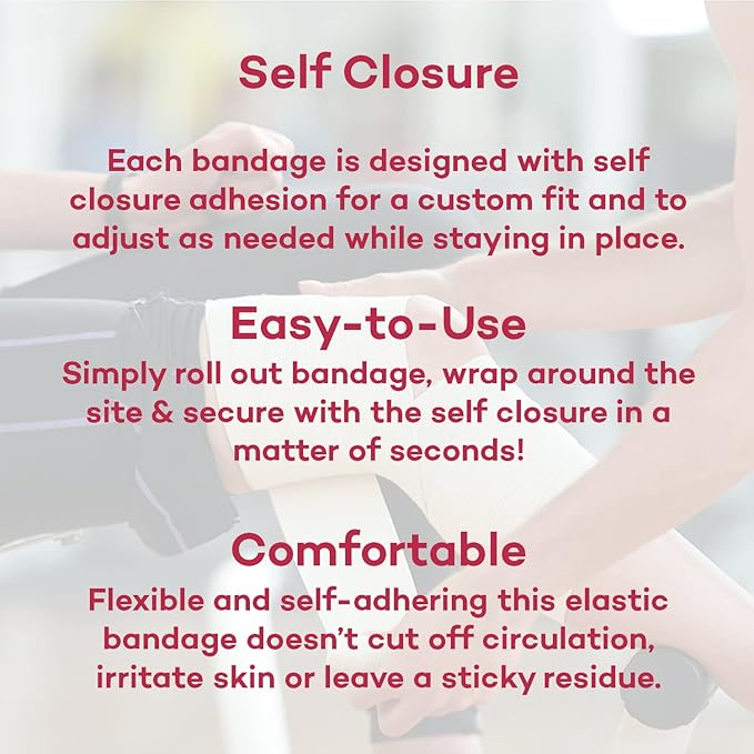 Dealmed 4" Elastic Bandage Wrap with Self-Closure – 50 Elastic Bandages, 5 Yards Stretched Compression Bandage Wrap, Wound Care Product for First Aid Kit and Medical Facilities
