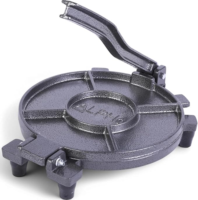 ALPHA LIVING Tortilla Press – 10 Inch Cast Iron Quesadilla Maker – Heavy Duty Empanada Maker Press – Cast Iron Tortilla Maker for Kitchen, Home Use