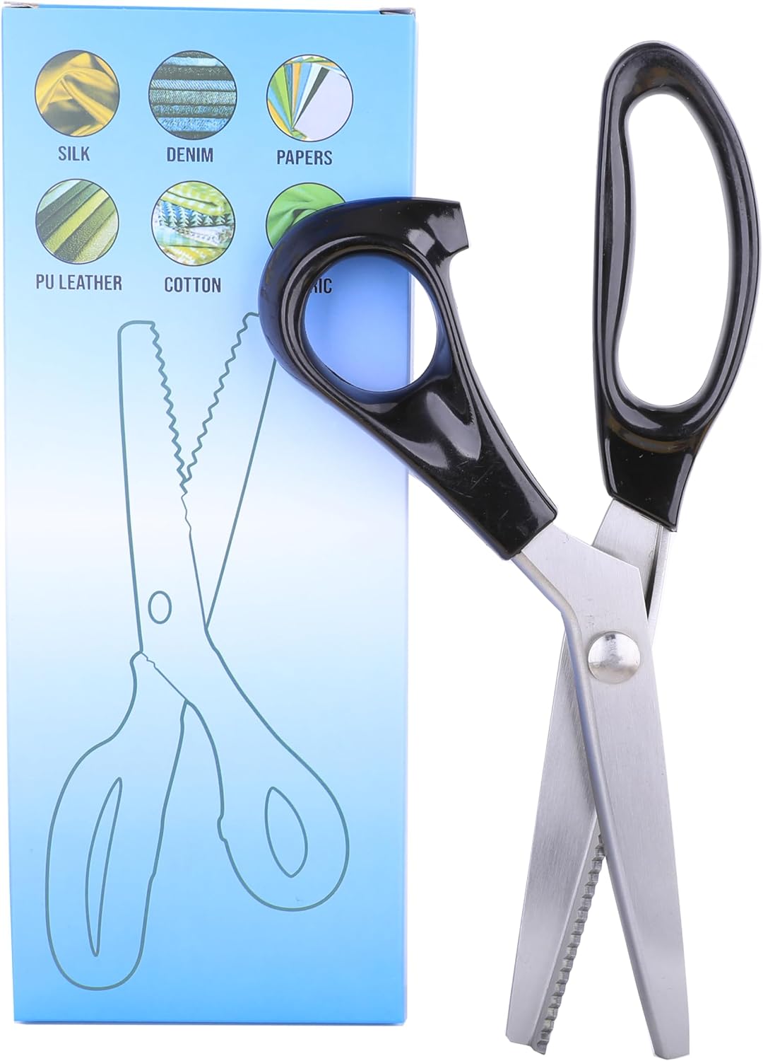 Strong & Sharpe Pinking Shears for Fabric,Serrated and Scalloped Pinking Sheers,3mm,5mm,7mm (Serrated 3mm)