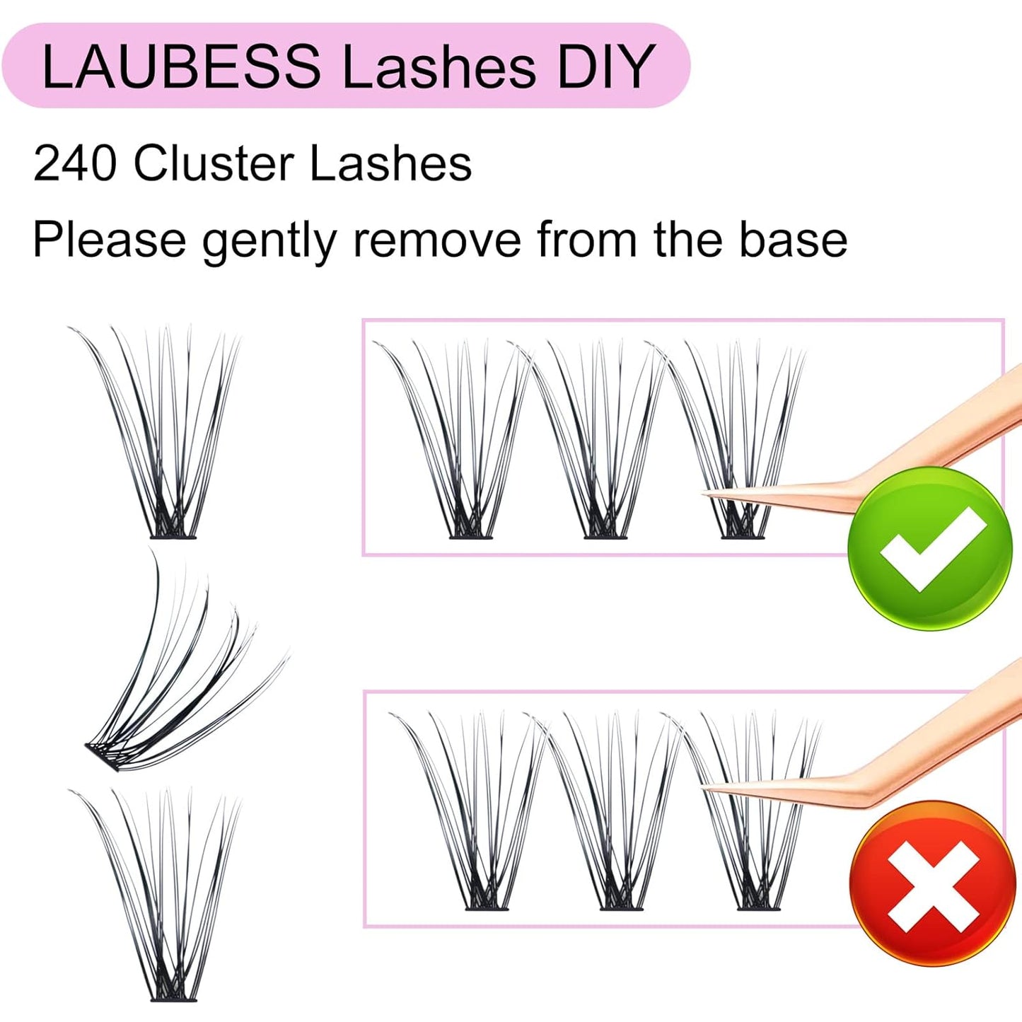 Lash Clusters LAUBESS Individual Lashes Waterproof Eyelash Clusters Mixed Tray Cluster Eyelash Extensions Soft Cluster Lashes for Beginners(20D-0.07D-9-16)