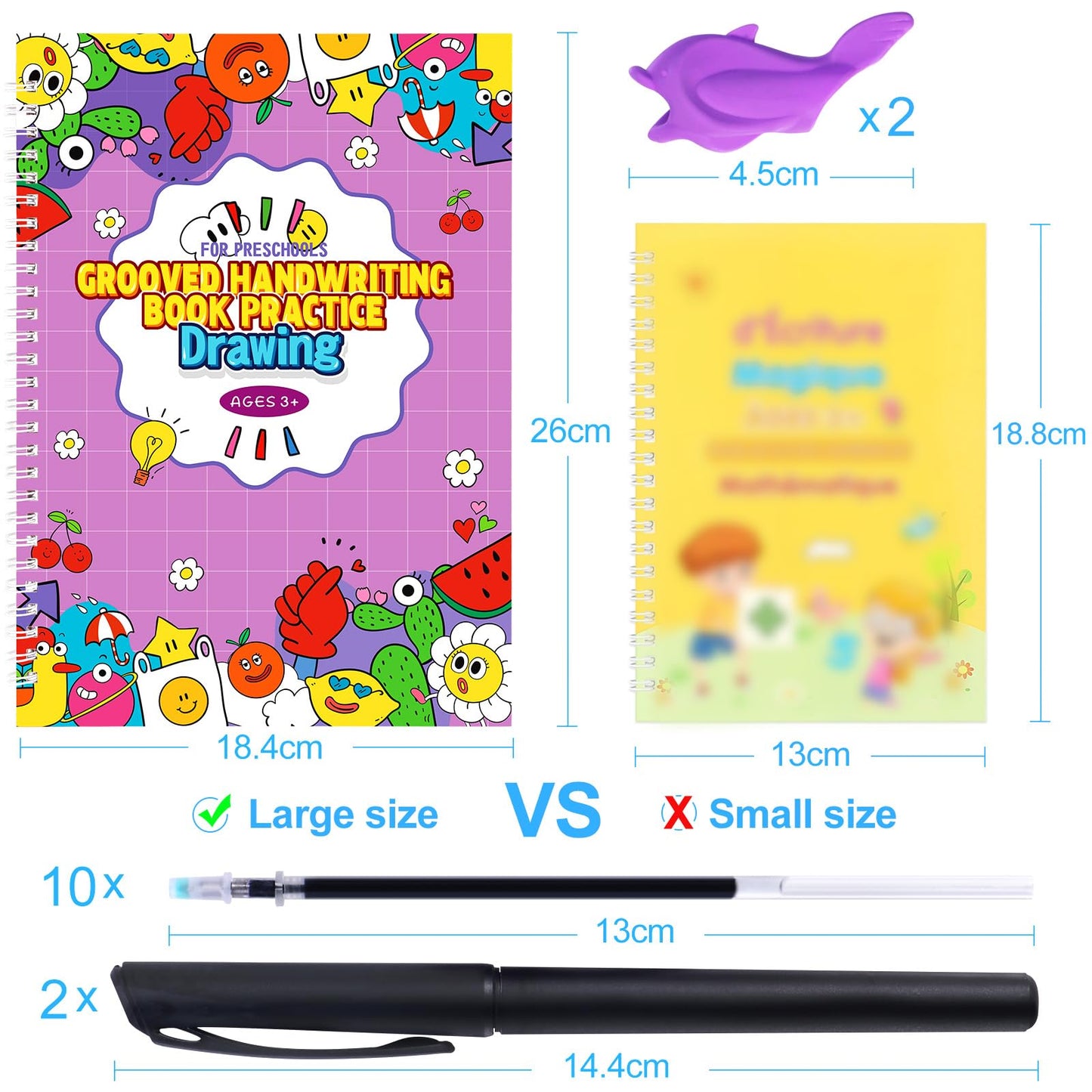 Magic Practice Copybook, Reusable Writing Practice Book, for Preschool Kids Age 3-8 Calligraphy (4 Books with Pens)