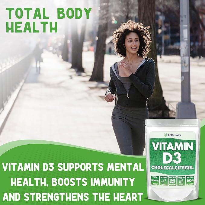 XPRS Nutra Vitamin D3 Powder (Cholecalciferol) - Unflavored VIT D for Bones and Immunity - Vitamin D3 Powder for Muscle Function - Vitamin D Supplements (8 Ounce)