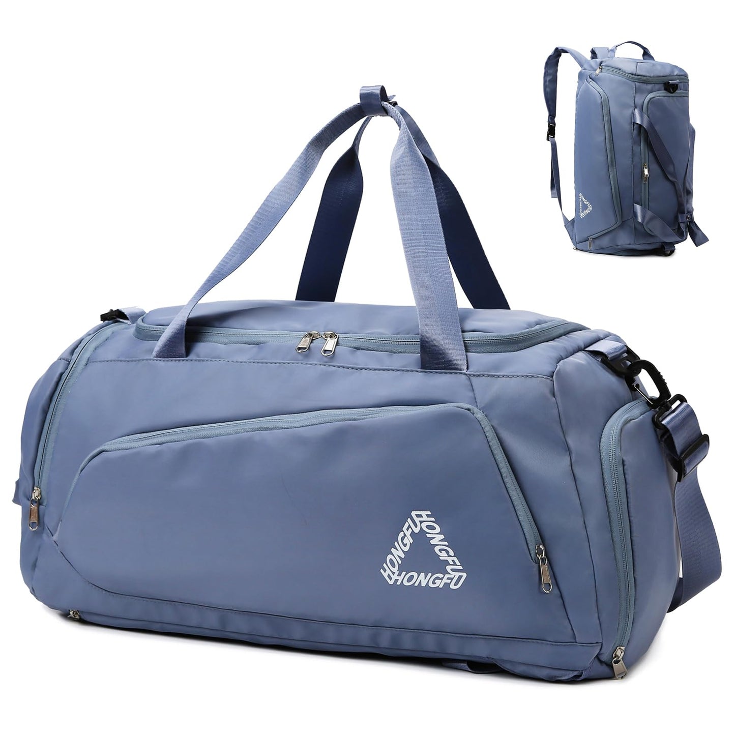 Eslcorri Gym Duffle Bag for Women Men, Sports Backpack with Wet & Shoe Compartment, Fitness Overnight Weekender Bag for Yoga, Swim, Travel (Style B, Black)