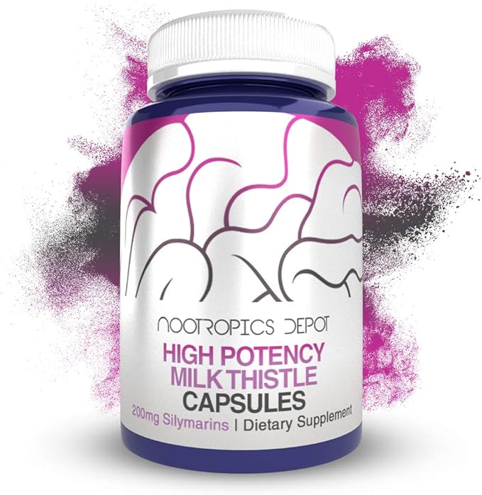 High Potency Milk Thistle Extract Capsules | 200mg of Silymarins from Silybum marianum | 60 Count