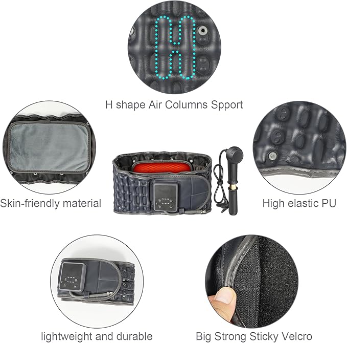 Decompression Back Belt with Cordless Heating Pad for Back, Lubar Support Belt and Back Reliver with Heat Pad for Women and Men, 4000mAh Rechargeable Battery, One Size Fits 29"-49" Waist
