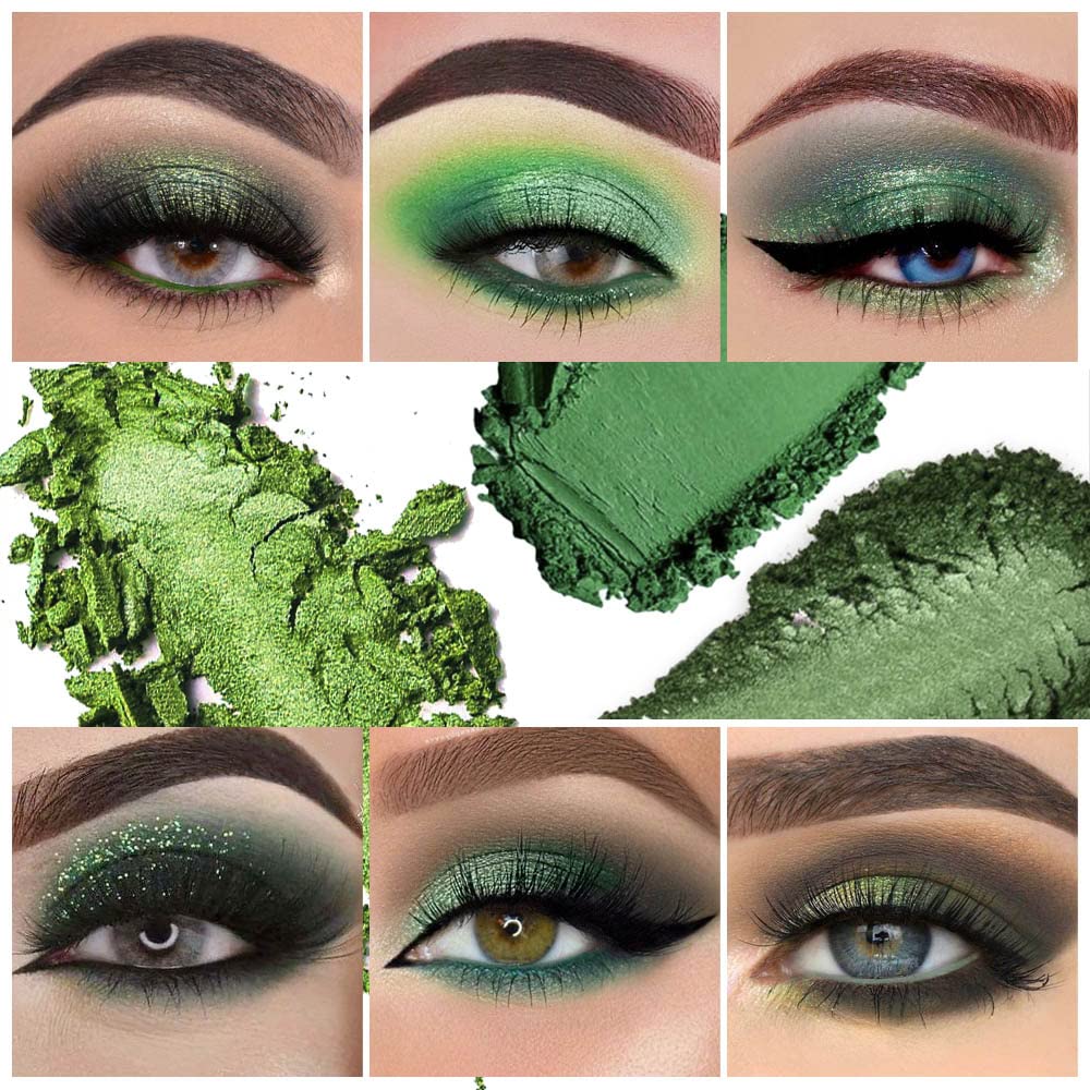 9 Colors Green Olive Matte Shimmer Eyeshadow Palette for Eye Makeup,High Pigmented Pink Emerald Mint Eye Shadow Primers Powder Palet de sombras de ojos