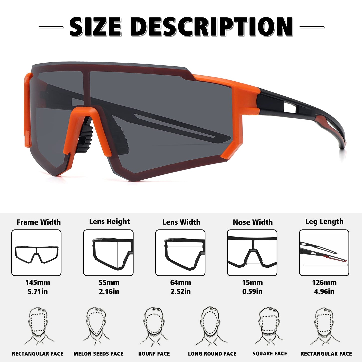 STORYCOAST Polarized Sports Sunglasses for Men Women,Bike Glasses Driving Fishing Cycling Mountain Bike Sunglasses UV400 Protection Orange Black Frame-Gray Lens