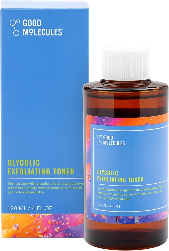 Good Molecules Glycolic Exfoliating Toner - Hyaluronic and Glycolic Acid Daily Toner for Face - Cleansing Facial Exfoliant for Glowing Even Skin Tone, Skin Care