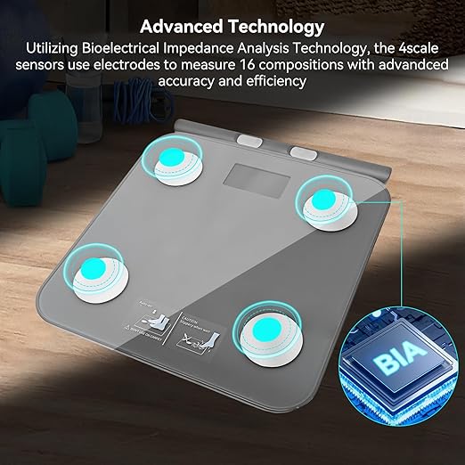 Scale for Body Weight and Fat Percentage, 8 Electrodes High Precision Digital Scale for BMI 20 Body Composition Measurement, Bathroom Smart Scales