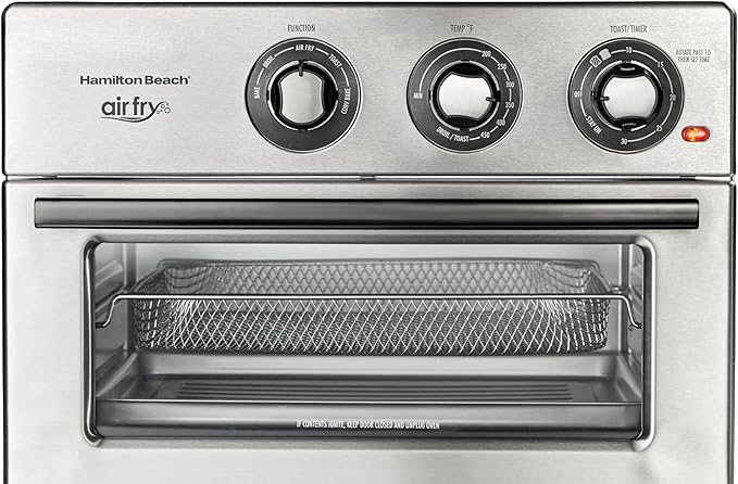 Hamilton Beach Toaster Oven Air Fryer Combo, Includes Bake, Broil, and Toast, Fits 12” Pizza, 1800 Watts, 6 Cooking Modes, Stainless Steel