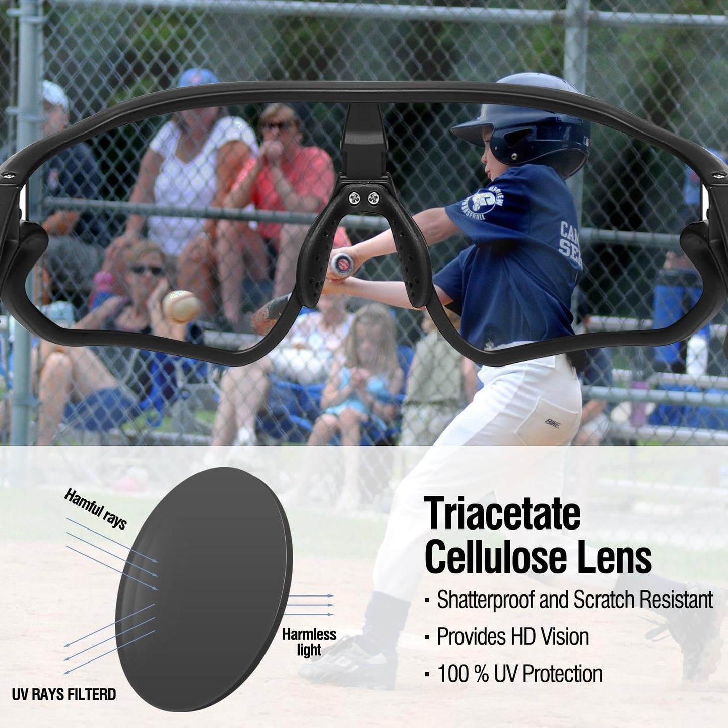 DUCO Kids Sunglasses Youth Baseball Sun Glasses Lightweight TR90 Frame UV400 Sports Cycling Shades for Boys Girls DK268