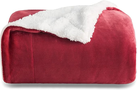 Bedsure Sherpa Fleece Throw Blanket for Couch - Thick and Warm, Soft Fuzzy Plush Throw Blanket for Winter, Red, 50x60 Inches