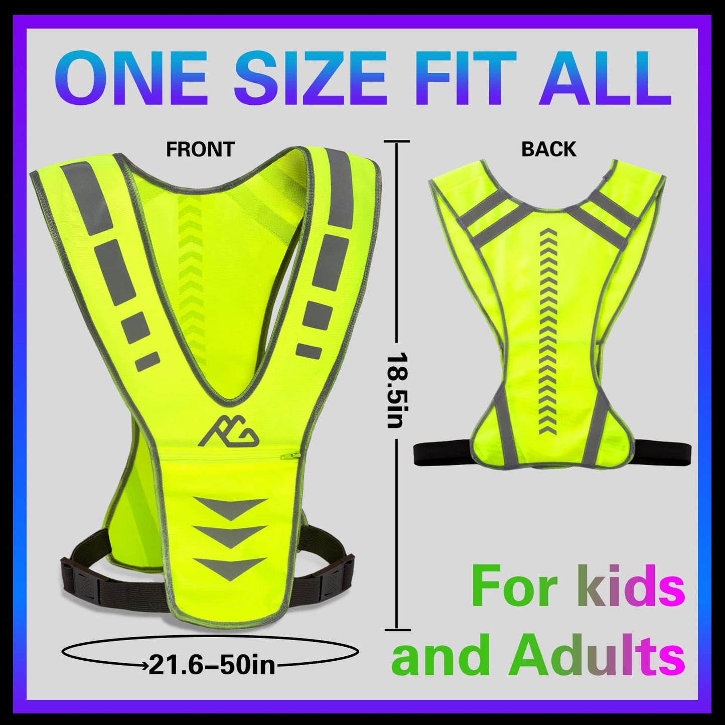 Reflective Running Vest Gear for Women Men Kids, Safety Reflective Vest for Night Cycling Walking Bicycle (Green)