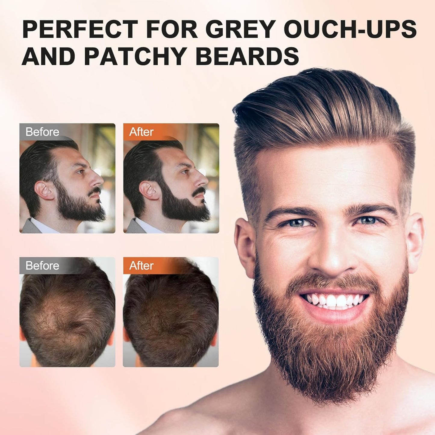 Root Cover Up Hair and Beard Line Powder - Dark Brown for Women's Eyebrows, Men's Gray Hair Coverage, Bald Spots (Dark Brown)