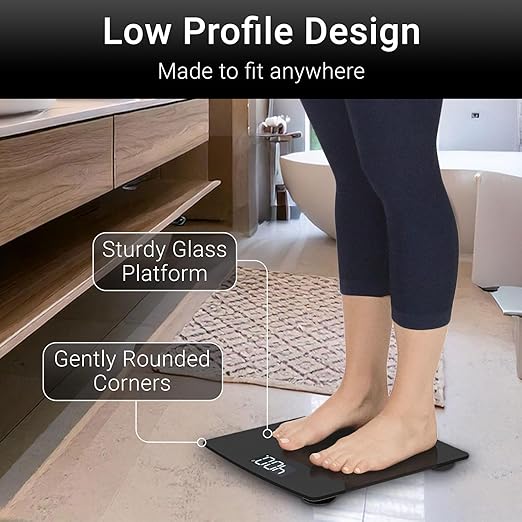 Smart Digital Weight Scale - Accurate Bathroom Electronic Body Measuring - Heavy Duty Wireless Home, Bath Device - Weigh in Pounds, Kilograms, Stones (Black)
