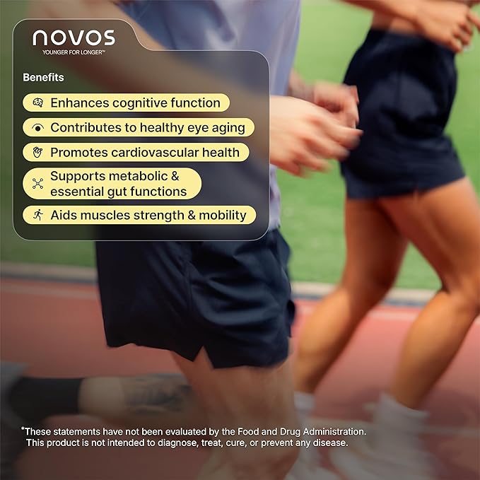 NOVOS Core Longevity Mix, Anti-Aging Supplement, Drink Powder Packet Unflavored - Skin Support, Energy, Mood Support, Sleep and Cognition Support - 30 Servings