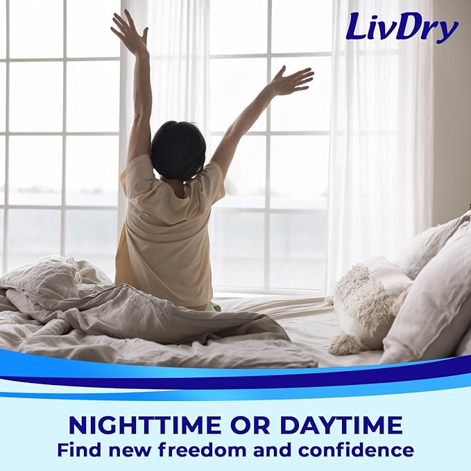 LivDry Adult S Incontinence Underwear, Overnight Comfort Absorbency, Leak Protection, Small, 72-Pack