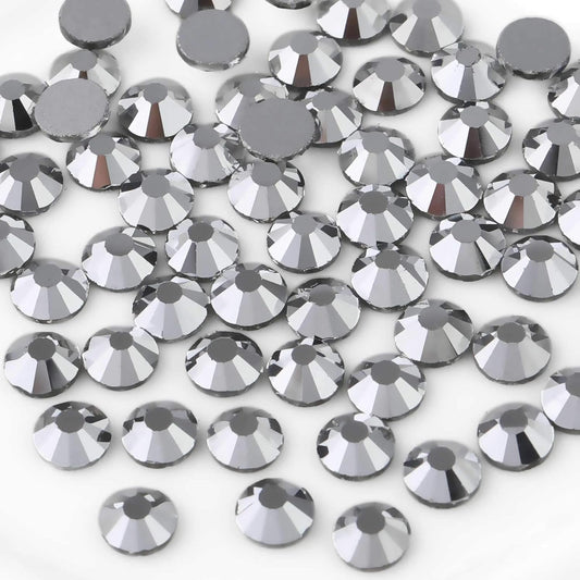 beadsland Flat Back Crystal Rhinestones Round Gems for Nail Art and Craft Glue Fix,Silver Hematite (2.7-2.8mm) SS10/1440pcs