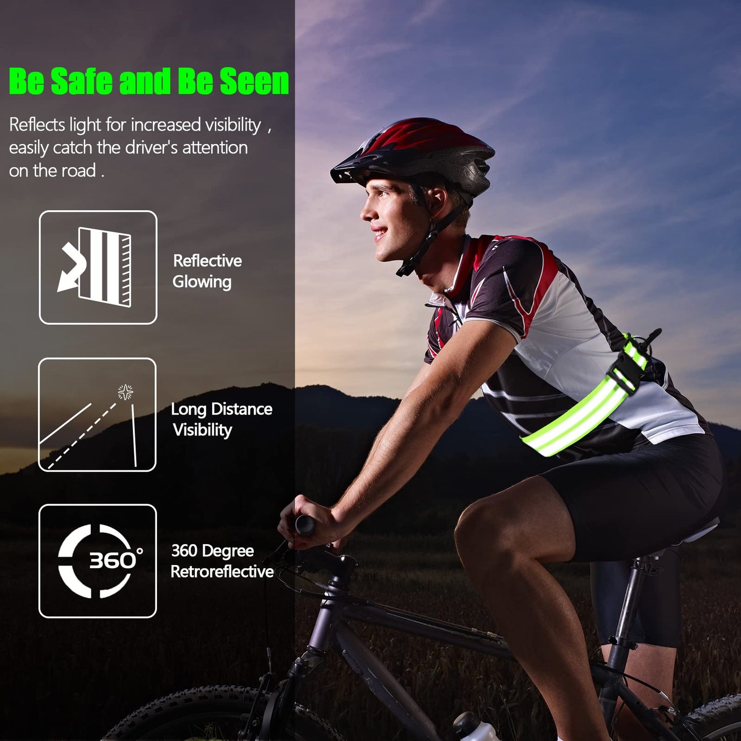 Saintrygo Reflective Sash Reflective Running Gear High Visibility Safety Sash Reflective Jacket Adjustable Reflective Sash for Walking Cycling at Night(Fluorescent Green, 2 Pieces)