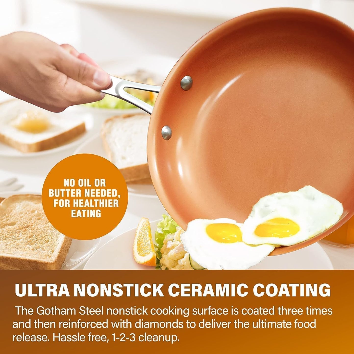 GOTHAM STEEL 14 Pc Ceramic Cookware Set Nonstick, Copper Pots and Pans Set Non Stick for Kitchen, Anodized Induction Pots and Pans for Cooking, Non Toxic Cookware Sets, Oven & Dishwasher Safe