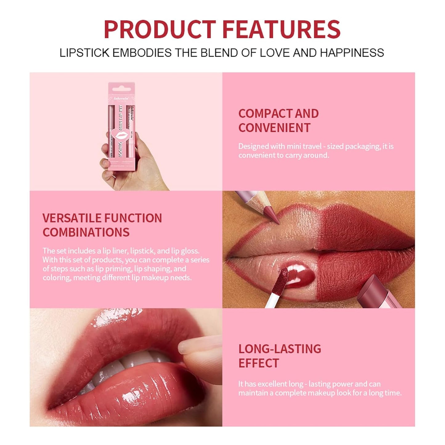 3PCS Lip Liner and Lipstick Combo Set - Matte Lip Liner Pencil, Velvet Matte Lipstick & Hydrating Collagen Lip Gloss - Long-Lasting, Smudge-Proof, High Pigment Nude Brown Lip Makeup Kit (Set 2, 3)