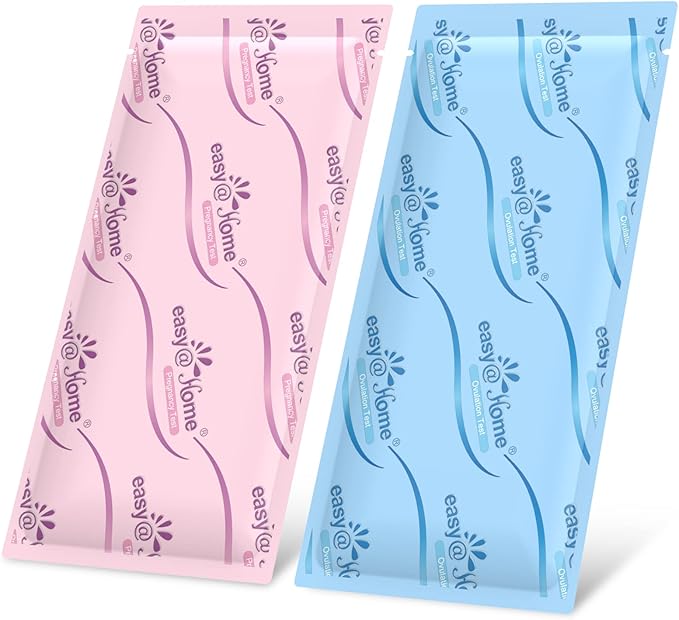 Easy@Home Ovulation Test Strips and Pregnancy Test Strips Combo Kit, Package May Vary (100LH+20HCG)