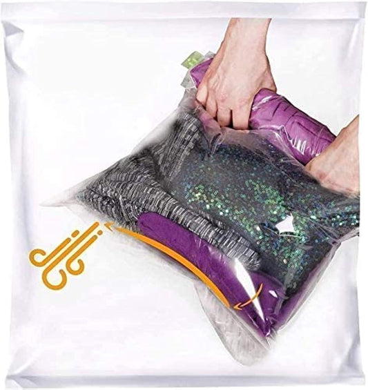 12 Space Saver Storage Bags for Clothes for Travel - Compression, no Vacuum Sacks - Luggage Accessories
