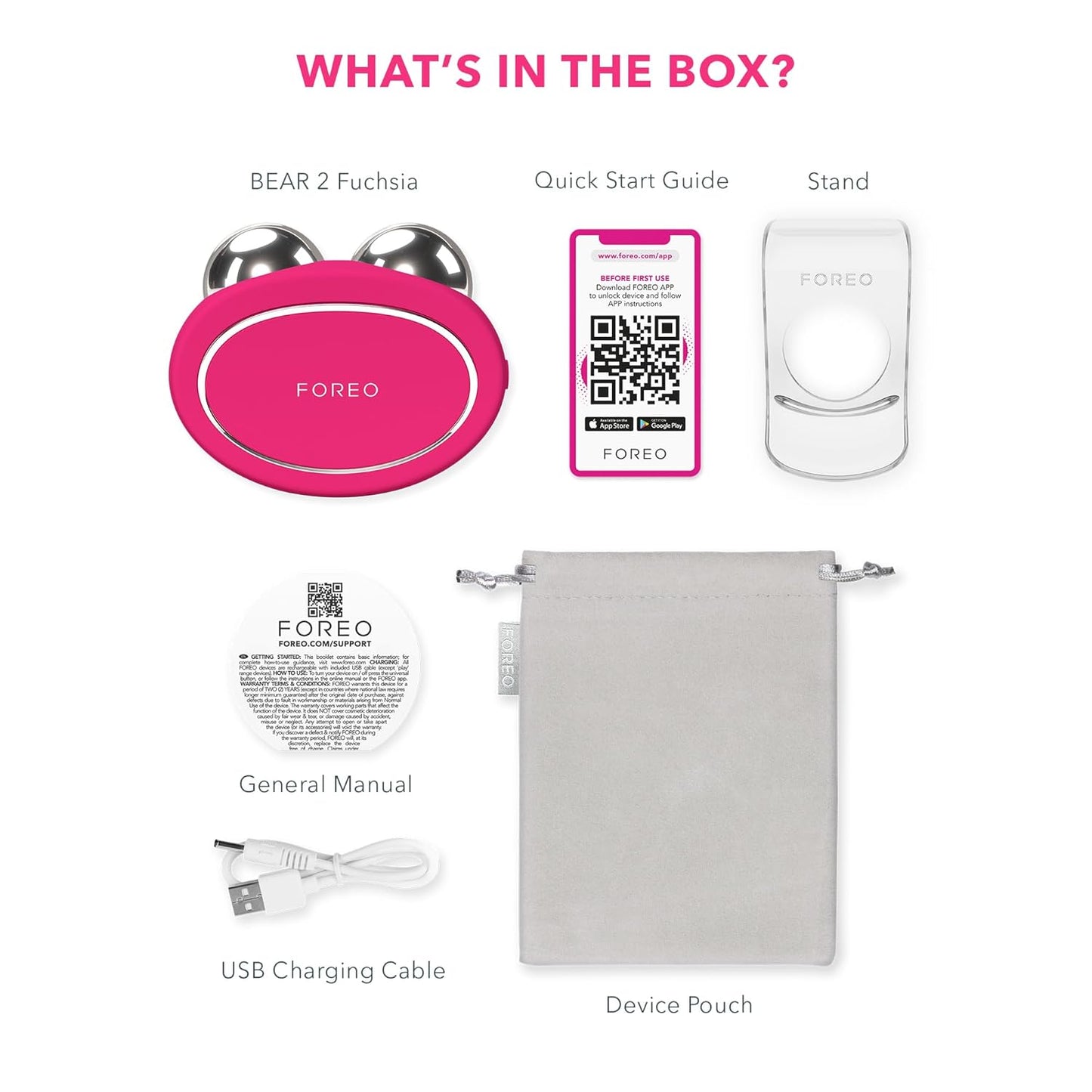 FOREO Bear 2 Advanced Toning Microcurrent Facial Device -Face Sculpting Tool - Firm & Contour - Non-Invasive - Increases Skin Care Absorption - Fuchsia