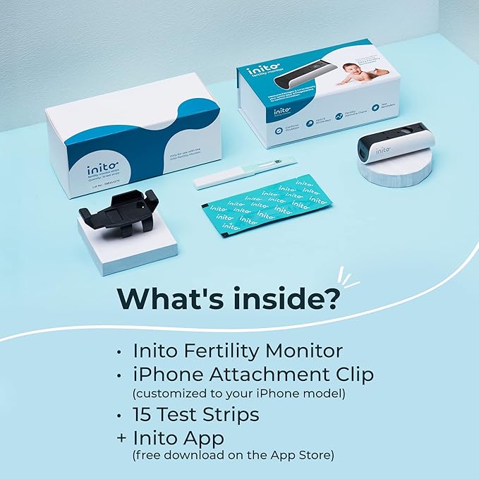 Inito Fertility Monitor & Hormone Tracker for Women | Estrogen, LH, PdG (Urine Metabolite of progesterone), FSH | Track and Confirm Ovulation | Includes 15 Test Strips (iPhone 12 Mini)