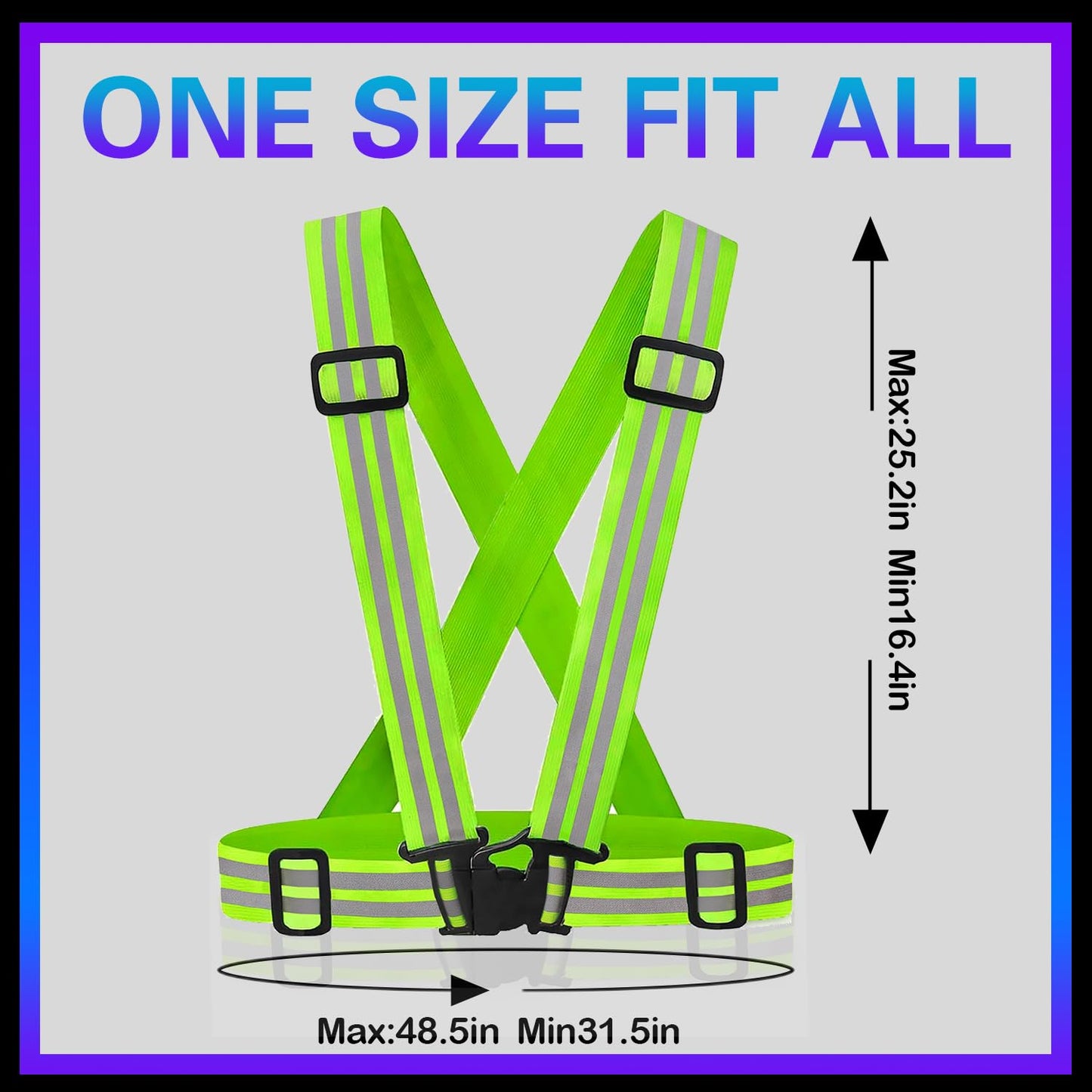 GoxRunx Reflective Running Vest Gear with Reflective Bands for Women Men Safety Reflective Vest for Walking Running Cycling at Night (Green Belt)