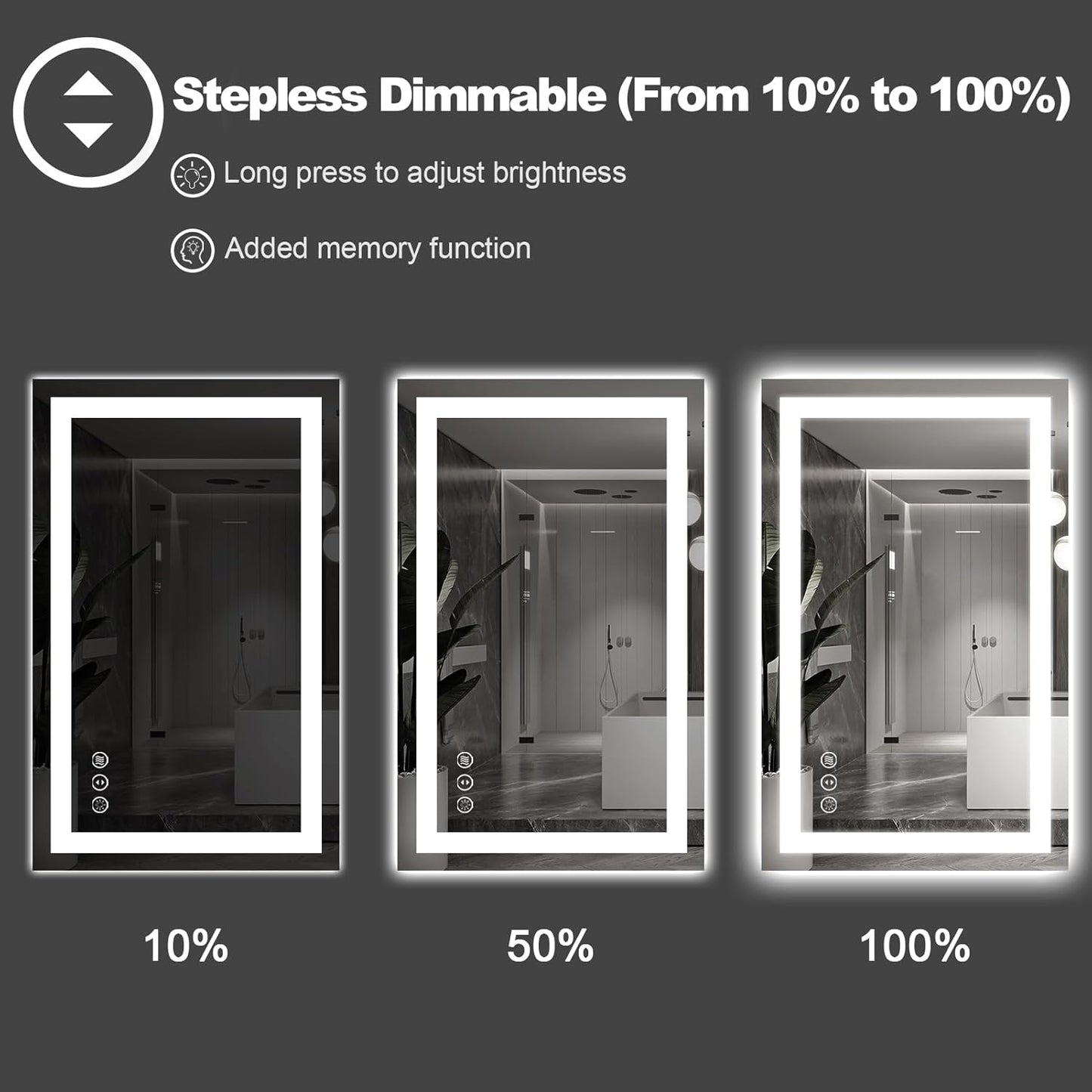 Amorho LED Mirror for Bathroom 28"x 32" with Front Light and Backlit, Stepless Dimmable, Shatter-Proof, Memory, 3 Colors, Wall Mount (Horizontal/Vertical)