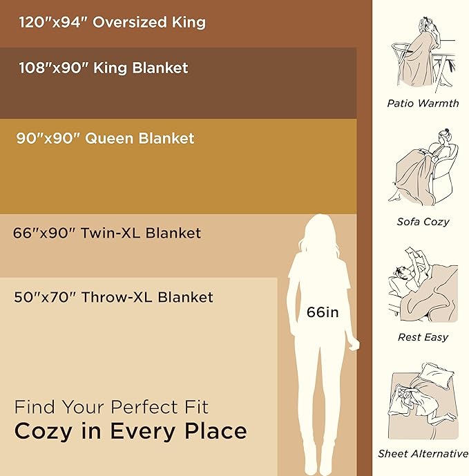 Bedsure 100% Cotton Large Blanket Oversized King for Bed 120x94 inches - Breathable Soft Cozy Herringbone Woven Blanket for Summer Spring, Couch Cover, Dark Grey