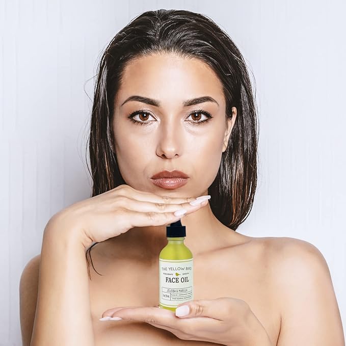 Yellow Bird Nourishing Face Oil - All Natural Hydrating, Anti Aging Facial Serum. Includes Jojoba, Marula, Primrose, & Rosehip for Restoring Skin