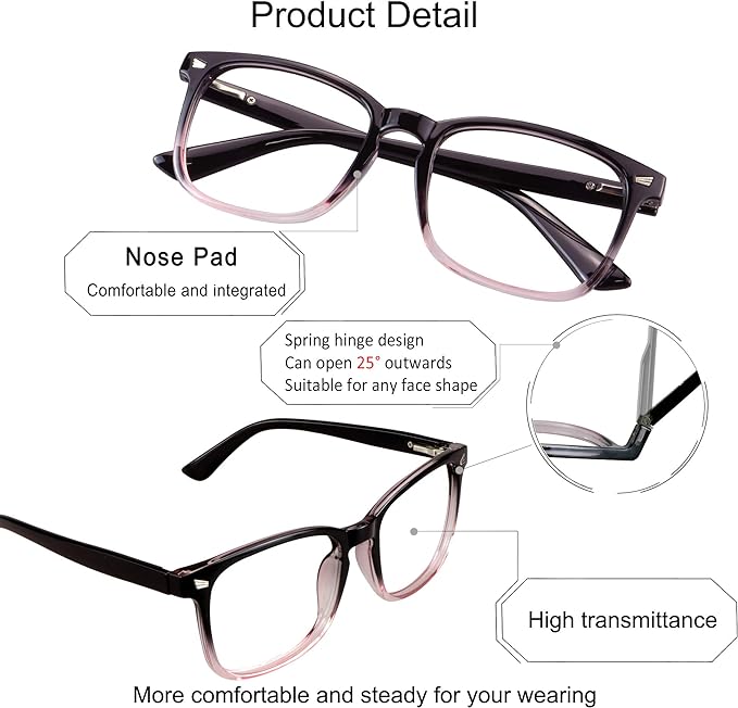 YEIN Bifocal Reading Glasses with Blue Light Blocking Lenses, Bifocal Reader for Women and Men, Vintage Square frame with Spring Hinge (+0.50/+3.00 magnification)