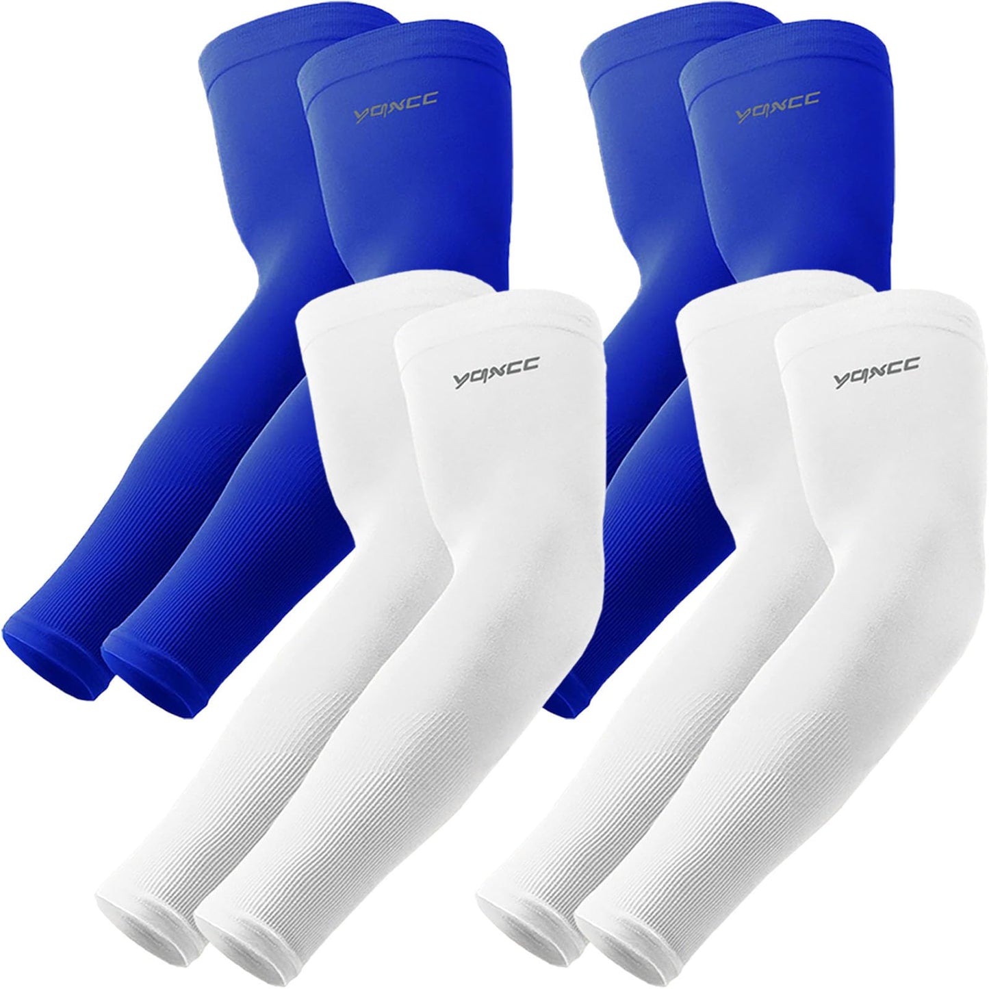 YQXCC 4 Pairs Arm Sleeves, Cooling UV Sun Protection Sports Compression Sleeves for Men Women, Golf Basketball Arm Sleeves