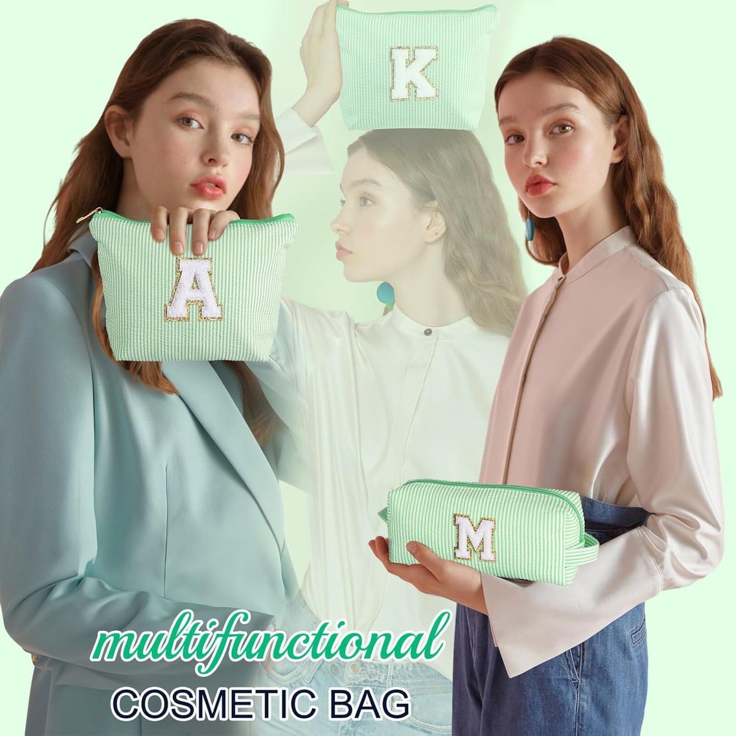 YOOLIFE Gifts - Personalized Mother's Day, Graduation & Birthday Gifts for Women - Monogram Initial Cute Makeup Bag Cosmetic Toiletry Pouch Make Up Case