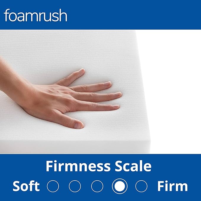 FoamRush 6-Inch Truck (36" x 76") High Density Foam RV Mattress Replacement with Canvas Navy Cover, Medium Firm, Made in USA, Camper Trailer, Removable Water-Resistant Outdoor/Indoor Cover w Zip