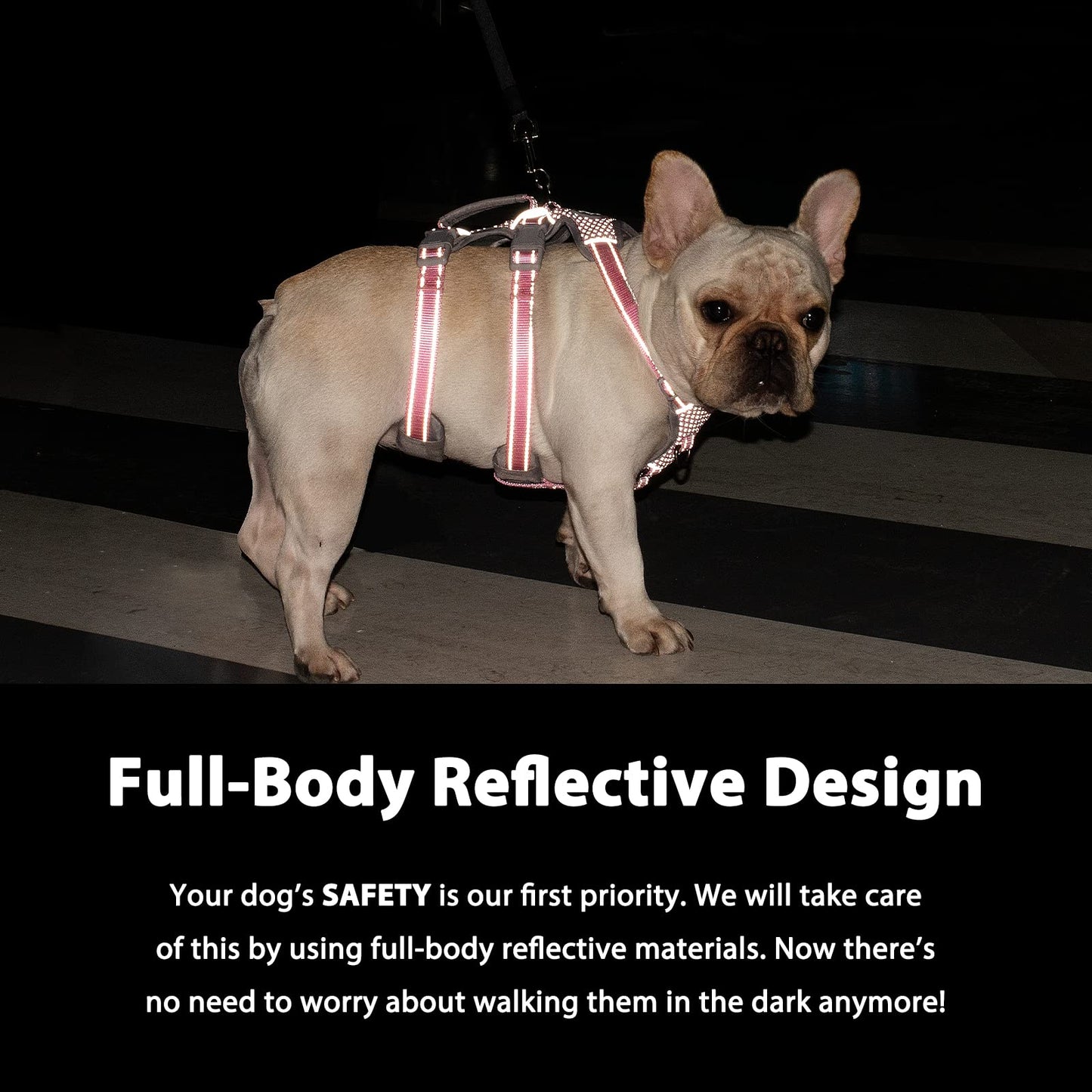 Huntboo Escape Proof Dog Harness, Secure Dog Harness No Escape, Fully Reflective Harness with Handle, Breathable, Durable, Adjustable Vest for Medium Dogs Walking,and Running Gear (Red,M)