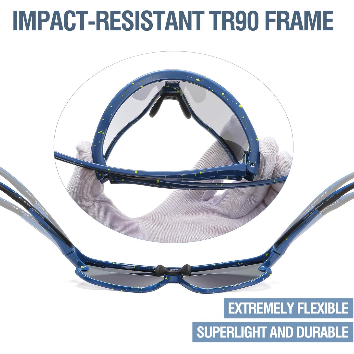 DUCO Kids Sunglasses Youth Baseball Sun Glasses Lightweight TR90 Frame UV400 Sports Cycling Shades for Boys Girls DK268