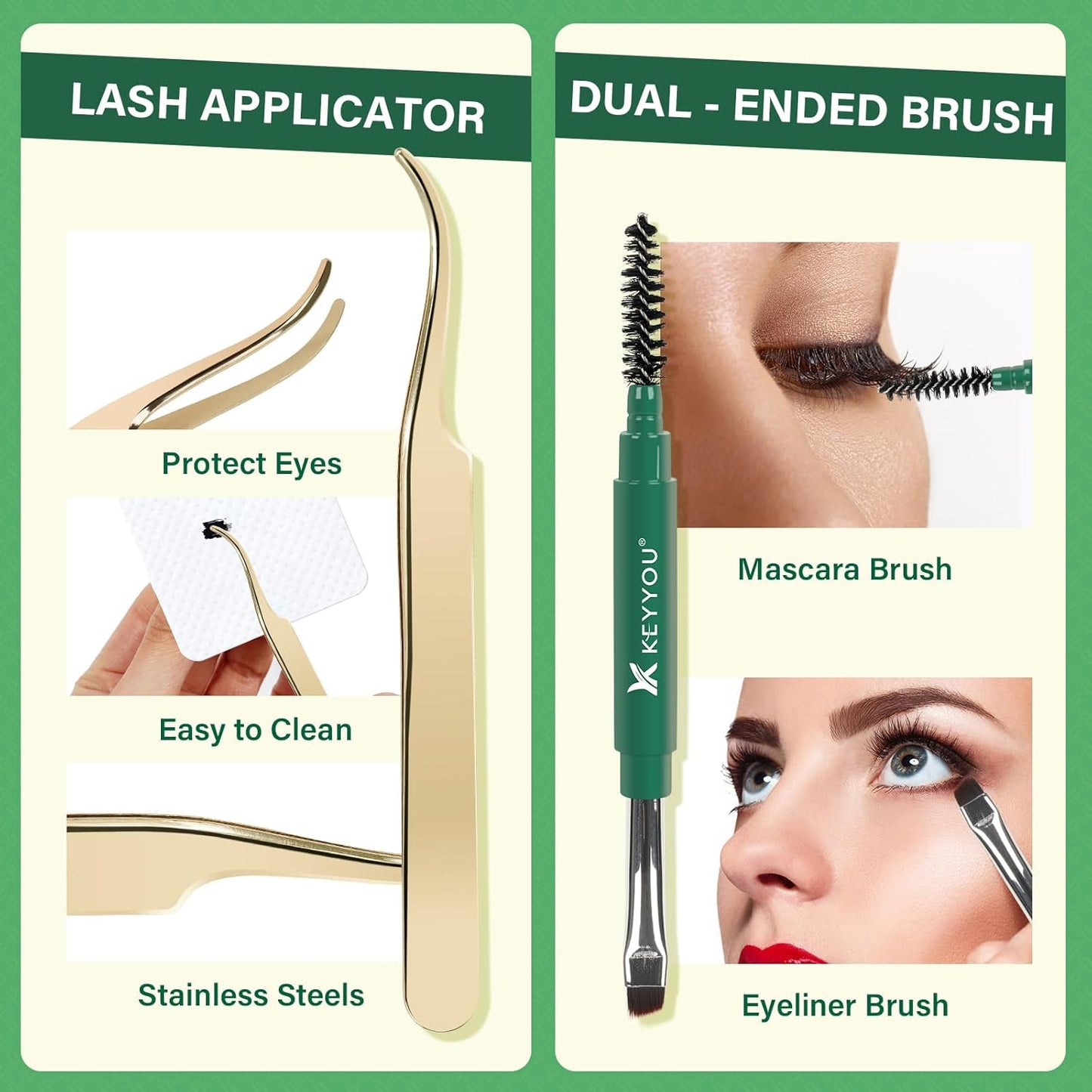 DIY Lash Extension Kit KEYYOU 144pcs Lash Clusters Eyelash Extension Kit with Mascara Brush Bond and Seal Lash Glue Remover Lash Applicators Lash Brush for DIY Lash Extensions (Y03 Kit)