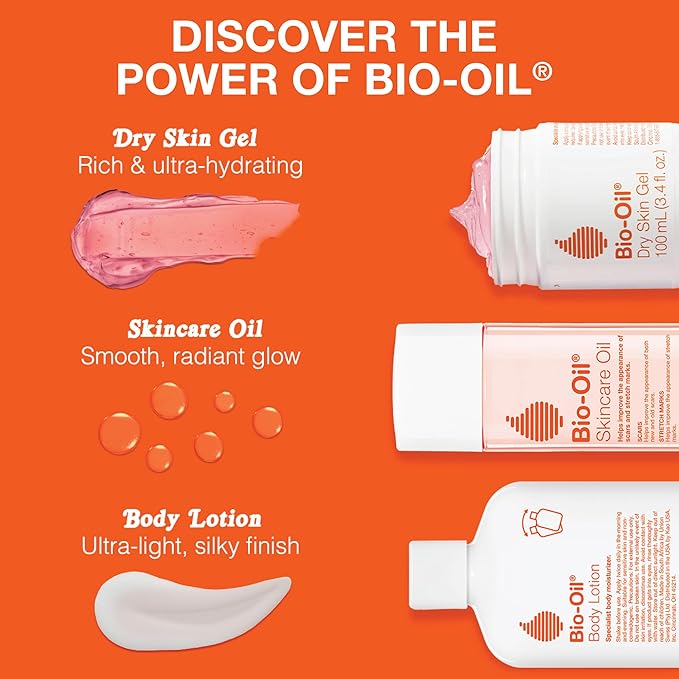 Bio-Oil Dry Skin Gel, Face and Body Moisturizer, Fast Absorbing Hydration, with Soothing Emollients and Vitamin B3, Non-Comedogenic, 3.4 Oz