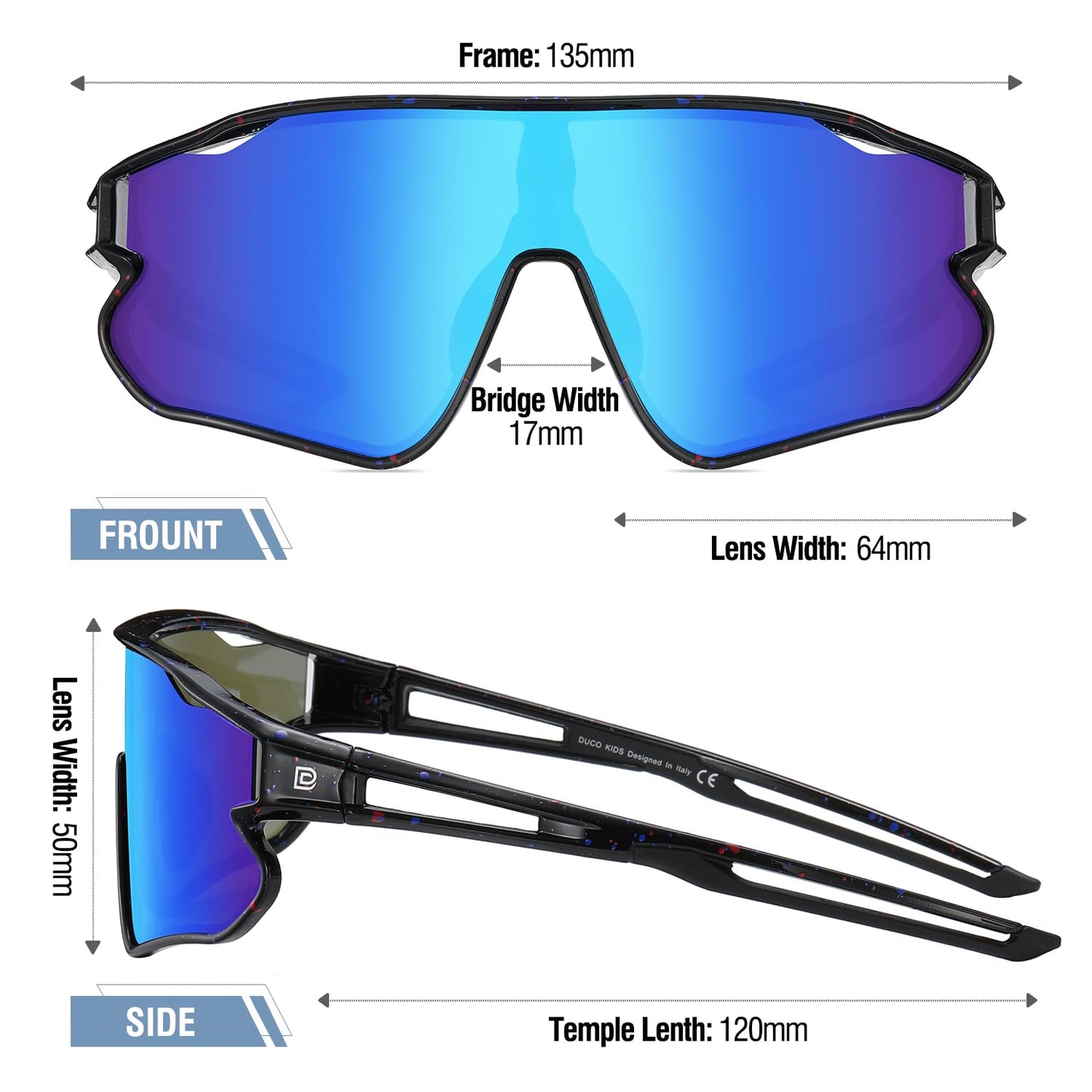 DUCO Kids Sunglasses Youth Baseball Sun Glasses Lightweight TR90 Frame UV400 Sports Cycling Shades for Boys Girls DK268