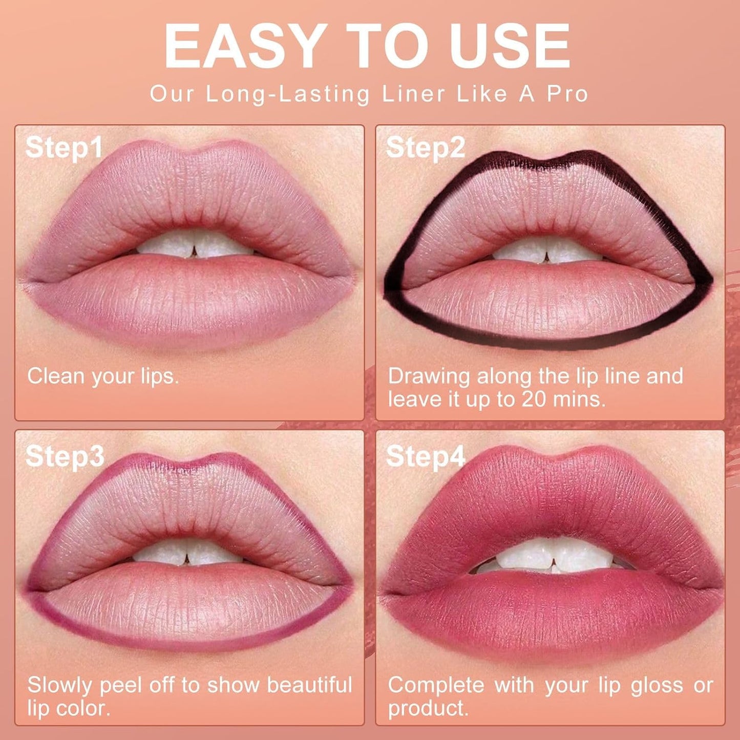 OETUIOW Lip Tint Stain Peel Off - Waterproof Lip Liner Stain, Moisturizing Long-Lasting Lip Stain, Create A Natural Lip Color, Enhancing Complexion for All Skin Types (Cocoa, 0.12 Fl Oz (Pack of 1))