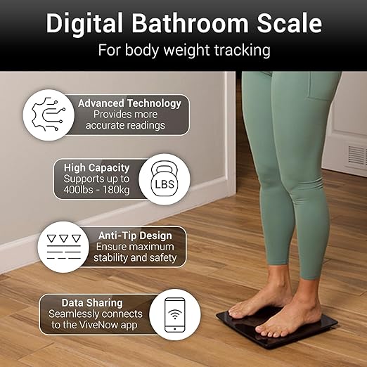 Smart Digital Weight Scale - Accurate Bathroom Electronic Body Measuring - Heavy Duty Wireless Home, Bath Device - Weigh in Pounds, Kilograms, Stones (Black)