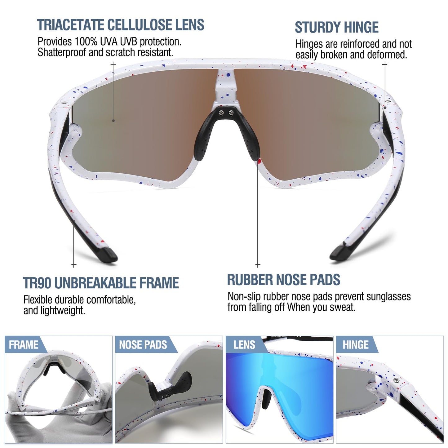 DUCO Kids Sunglasses Youth Baseball Sun Glasses Lightweight TR90 Frame UV400 Sports Cycling Shades for Boys Girls DK268