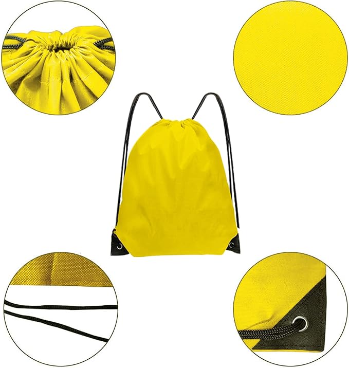 Drawstring Backpack Bulk 70Pcs String Backpack Drawstring Bags Cinch Bag Sackpack for Men Women Gym(Yellow)